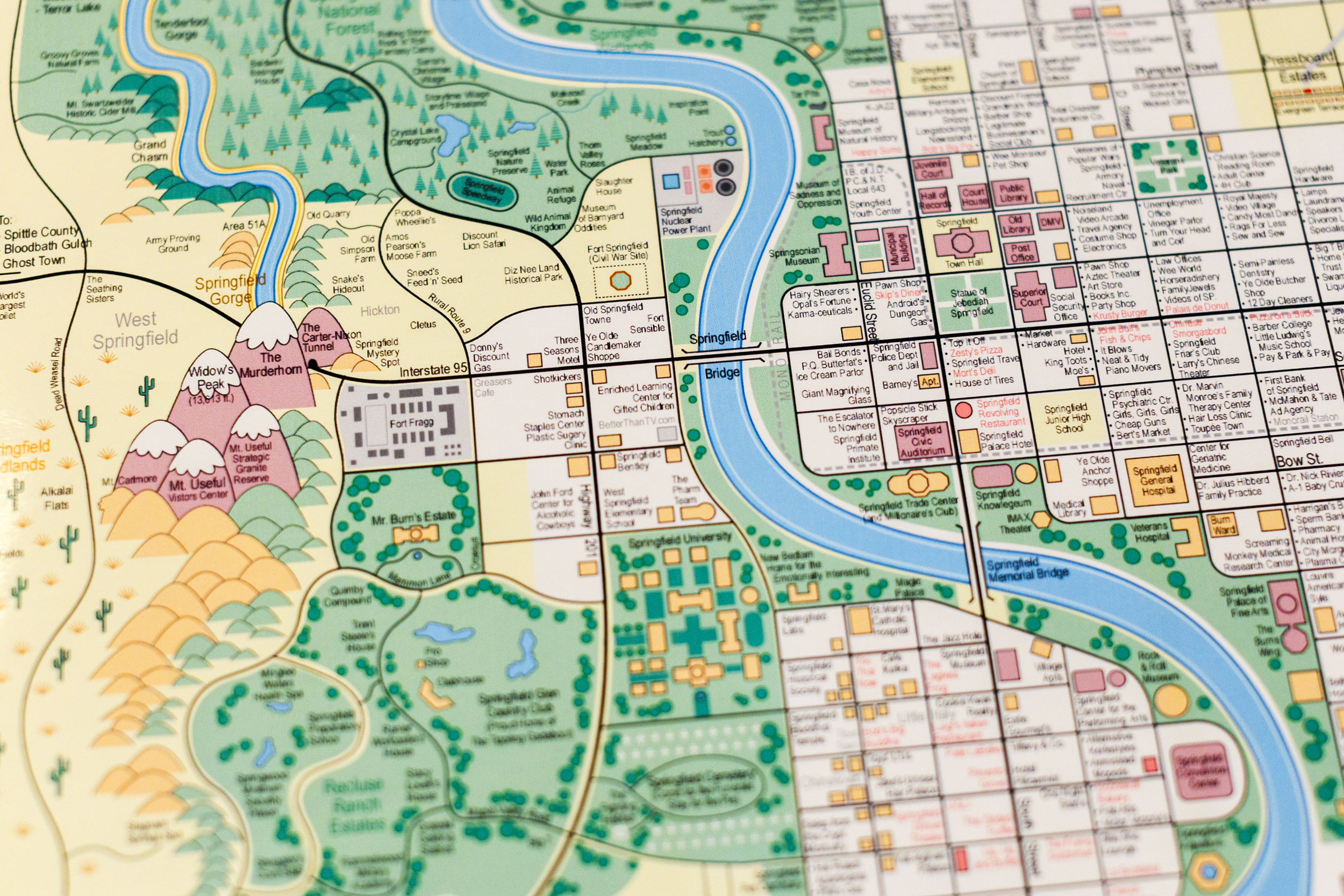 Map of Springfield from the TV show The Simpsons.