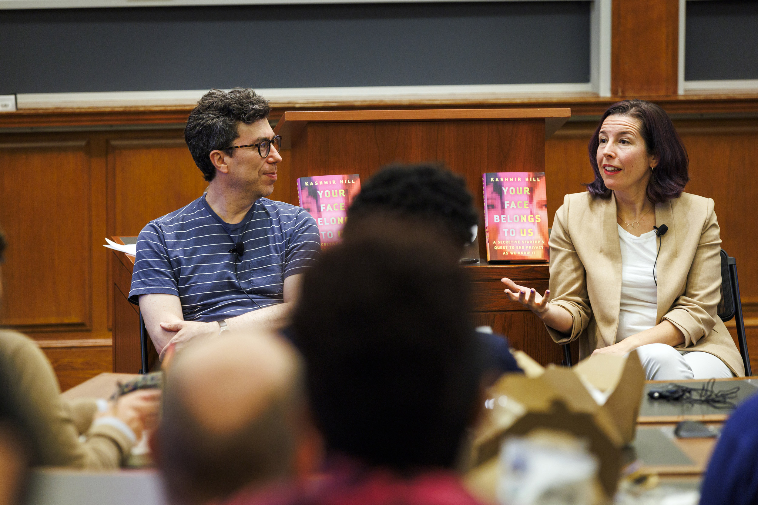 Professor Jonathan Zittrain (left) and New York Times tech reporter Kashmir Hill.