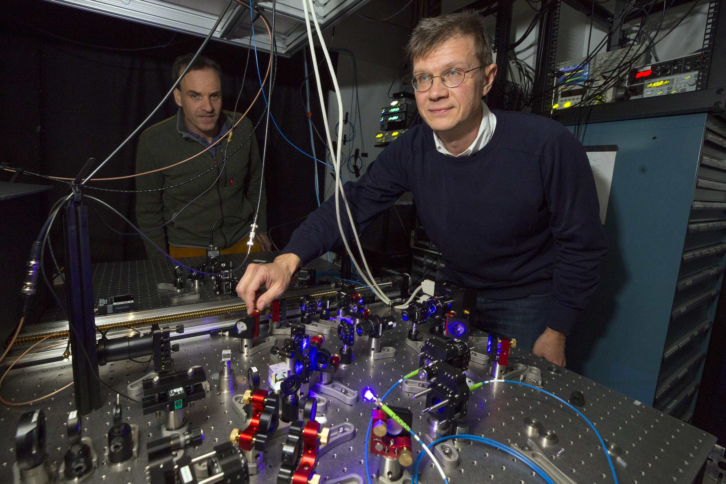 Markus Greiner and Mikhail Lukin with a quantum simulator.