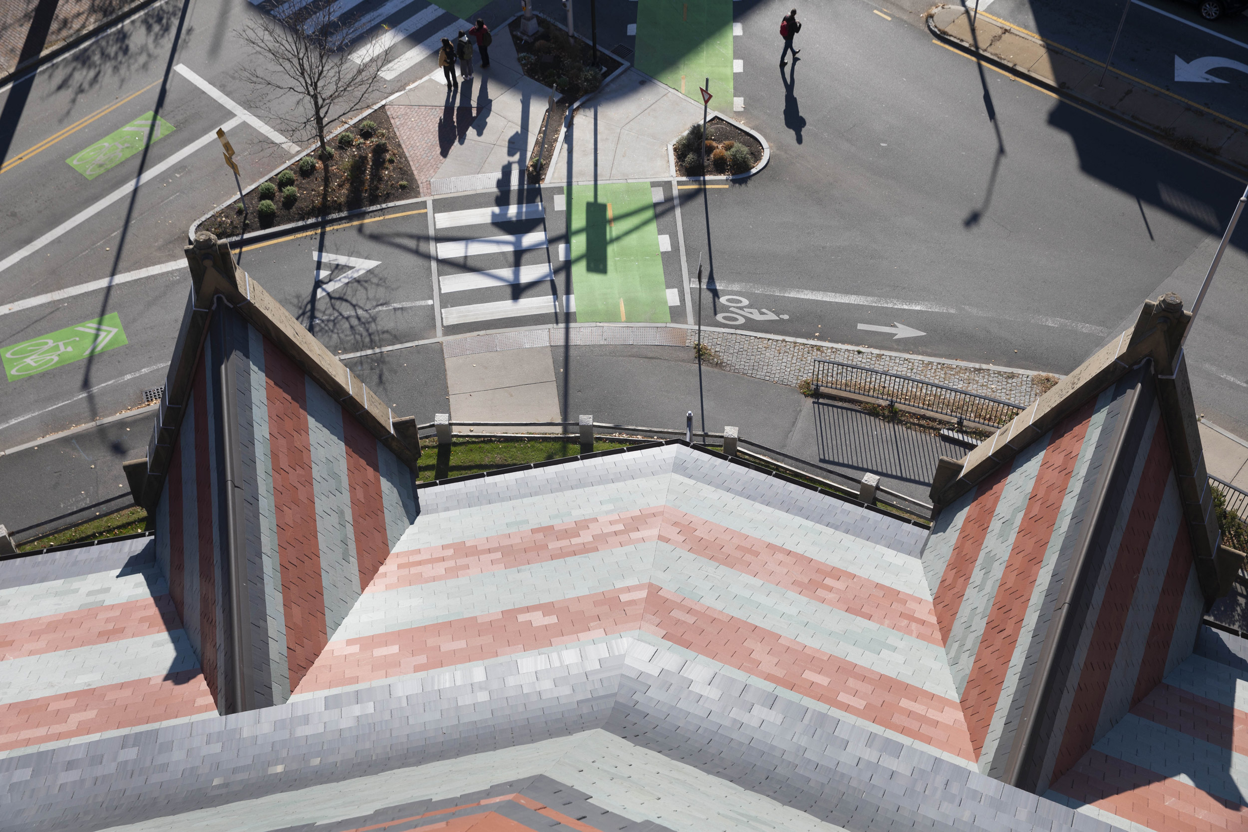 Overviews show the renovated roof of Sanders Theatre.