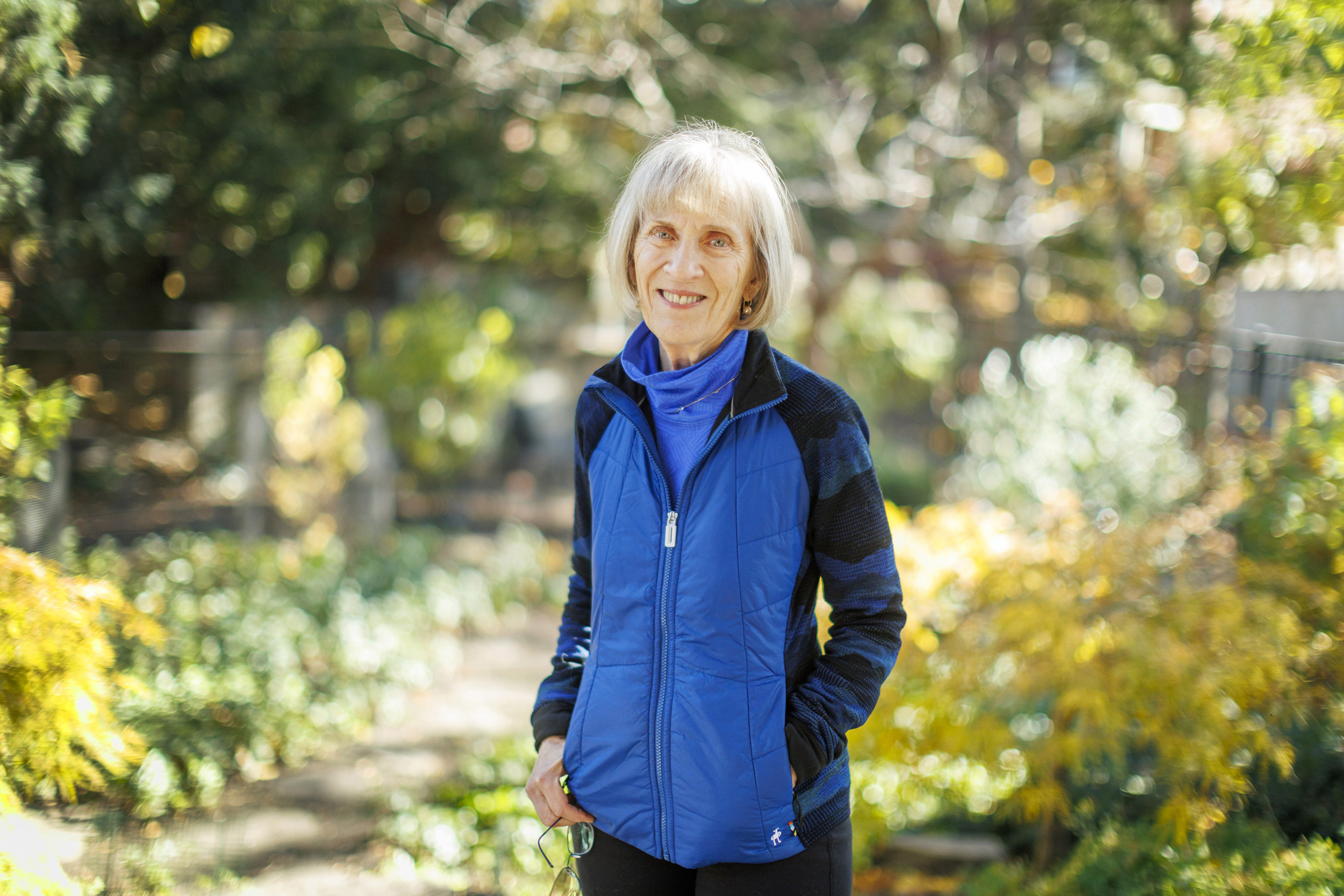 Claudia Goldin at home in her garden.