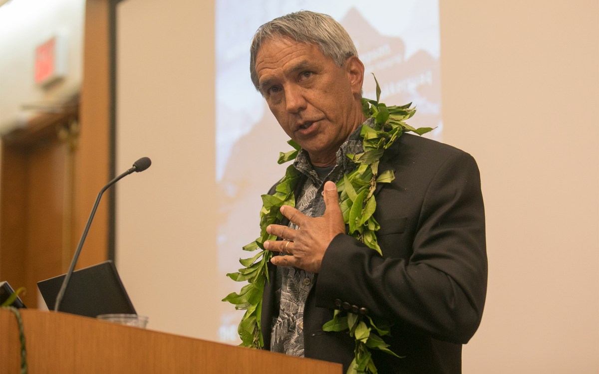 Nainoa Thompson at the podium