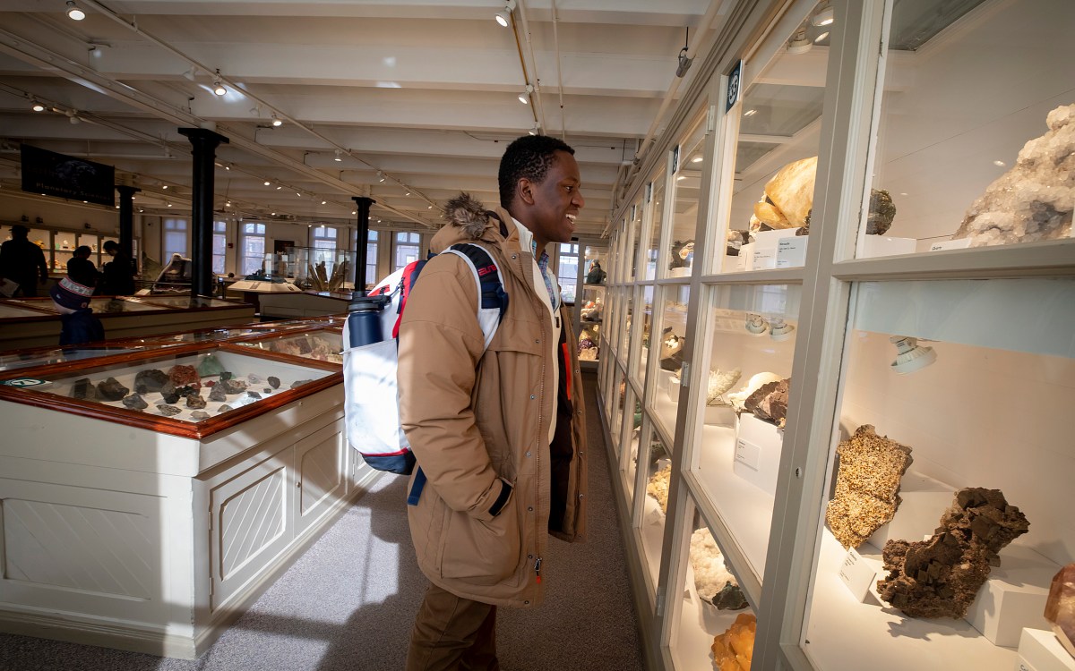 Victor Agbafe at the Harvard Museum of Natural History.