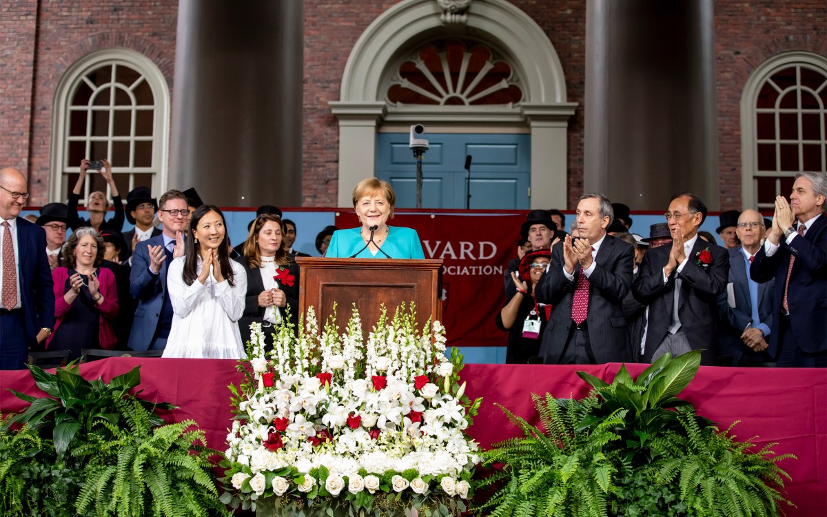 Angela Merkel speaks at Harvard.