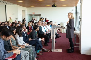 woman speaking to an audience