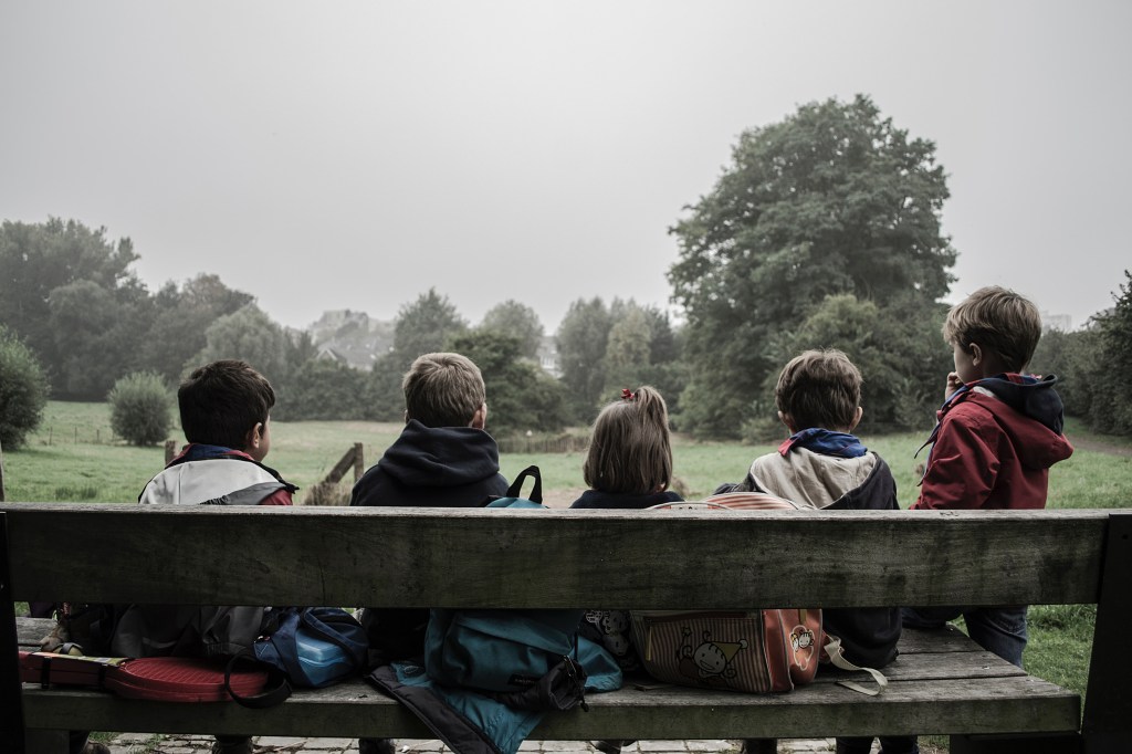 Children on a bench