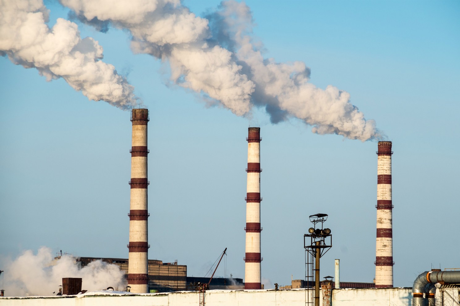 Power plant spewing smoke