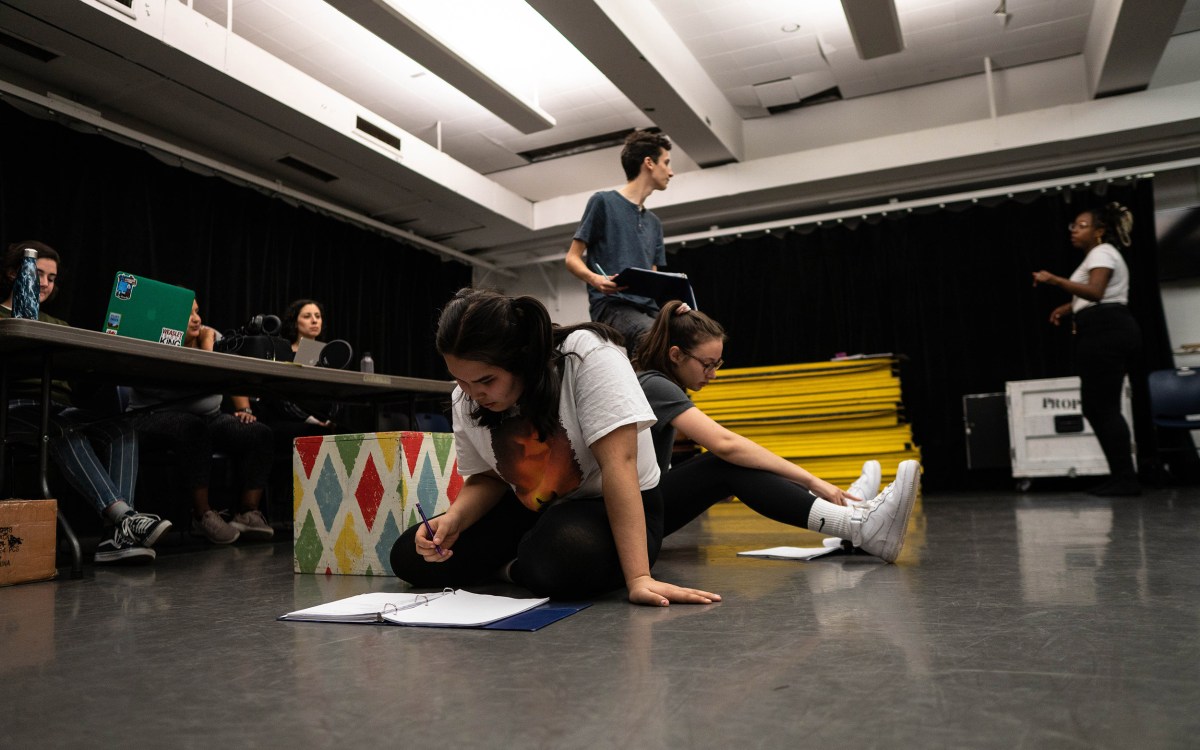 Students rehearse for ,for Proclamation Project at the American Repertory Theater.