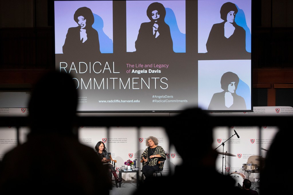 Angela Davis and Neferti X. M. Tadiar, Columbia University speak during "Radical Commitments: The Life and Legacy of Angela Davis"