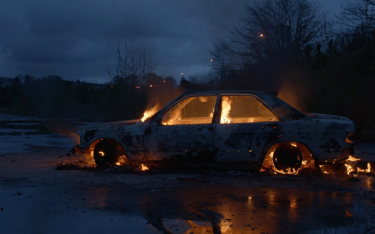 Car on fire.