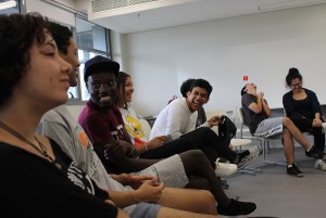 Students laughing.