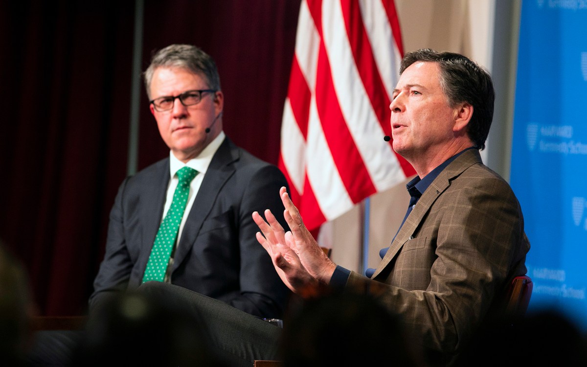 Former FBI Director James Comey speaks with Eric Rosenbach.