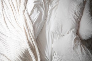 Pillows and sheets.