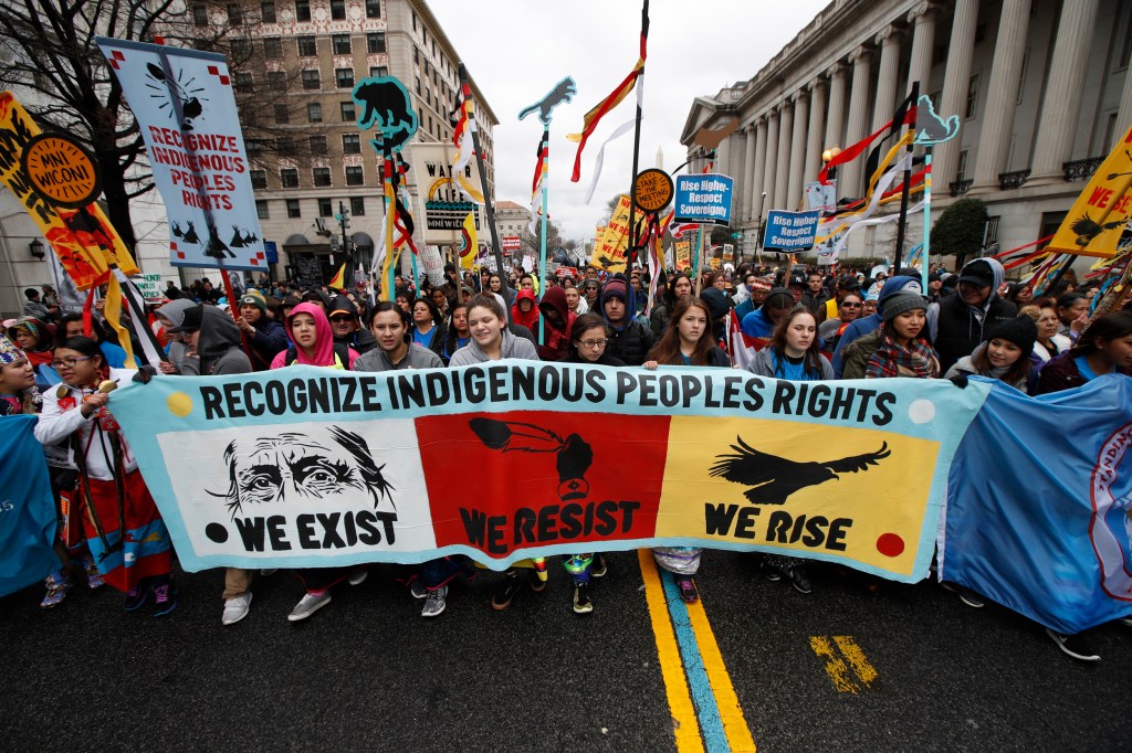 Native Americans protesting