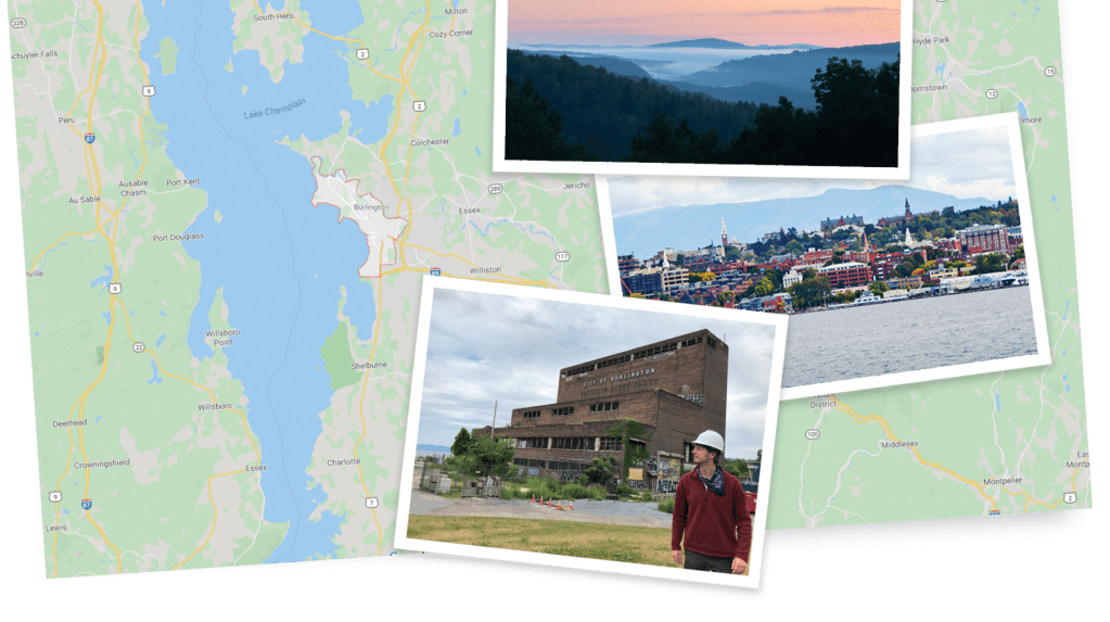 Collage of photo and image of Vermont