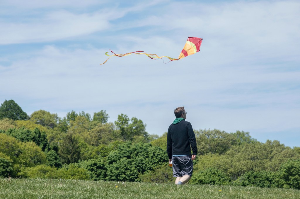 Man flying kite.