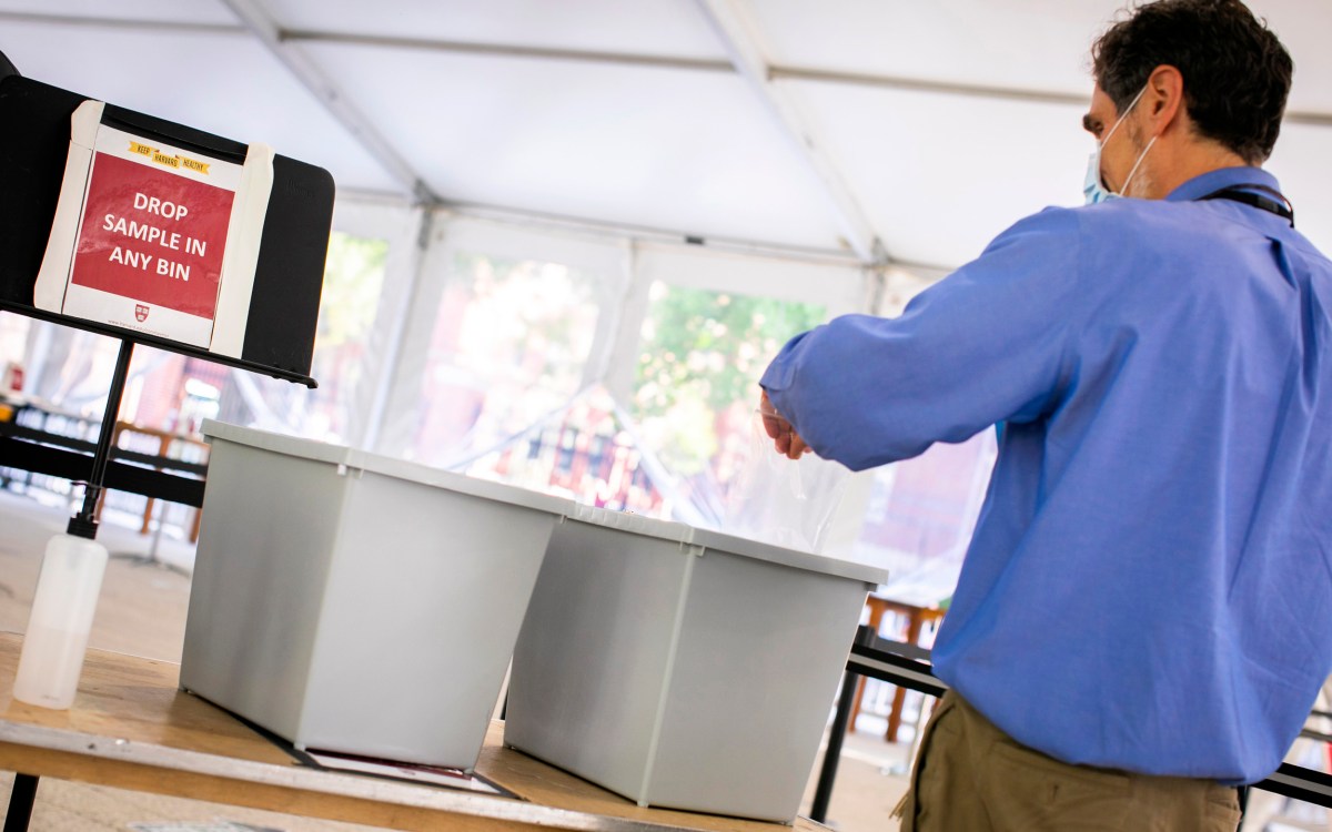 Drop off bins for COVID-19 self-administered tests.