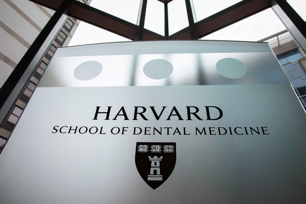 Harvard School of Dental Medicine sign.