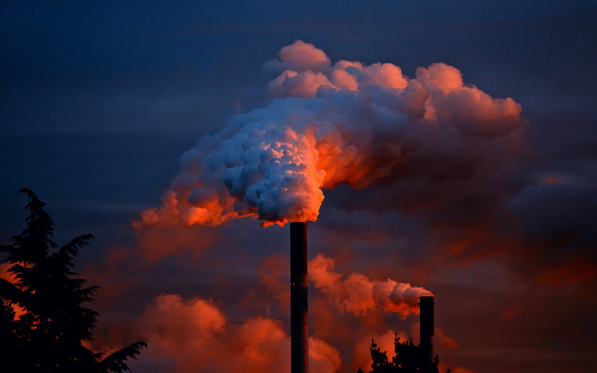 Smokestack spewing pollution.