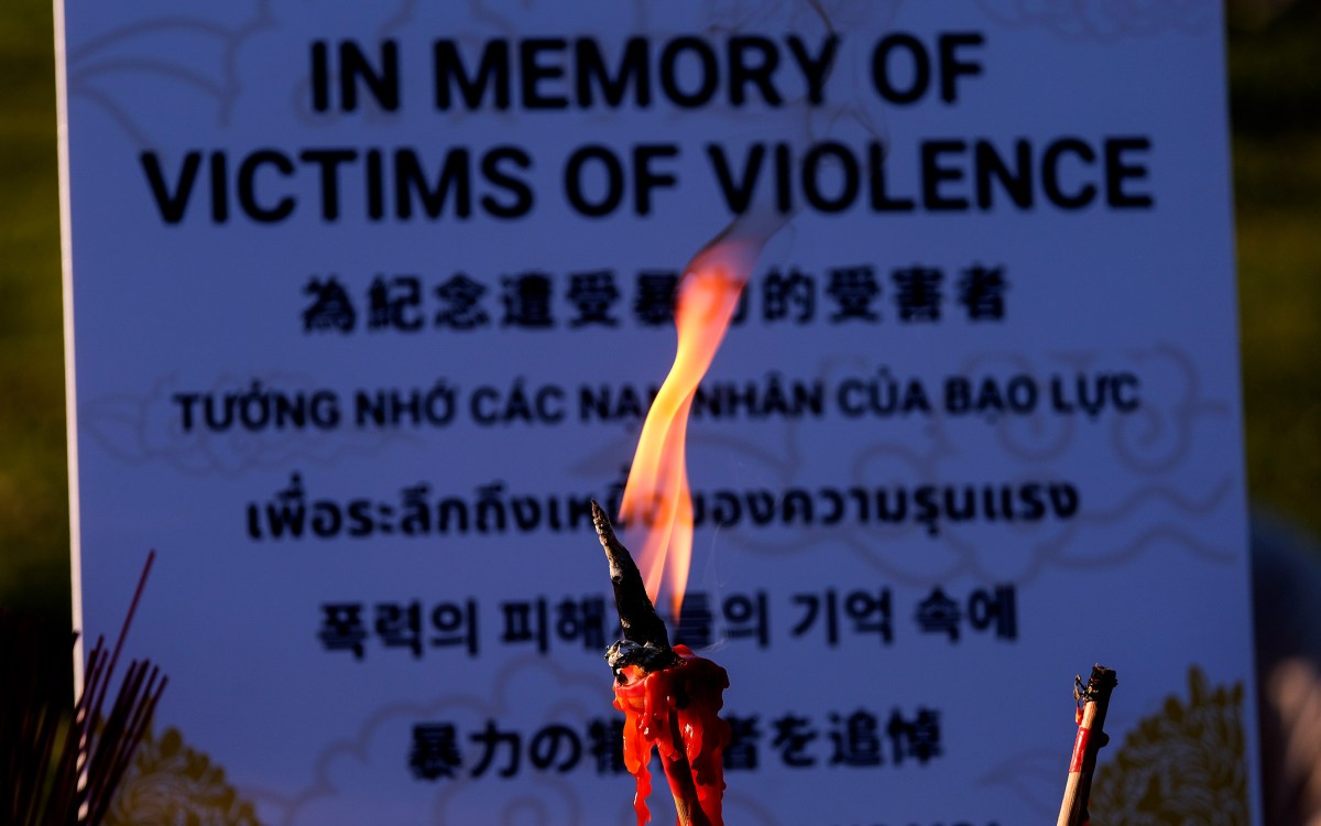 Makeshift memorial for victims of racial violence.