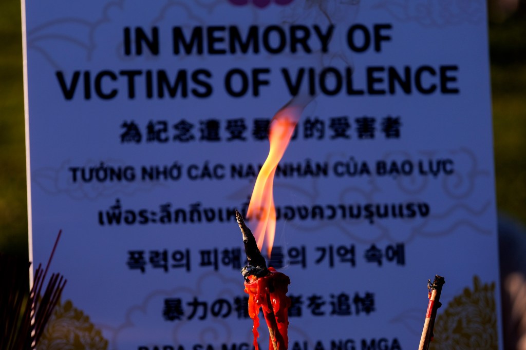 Makeshift memorial for victims of racial violence.