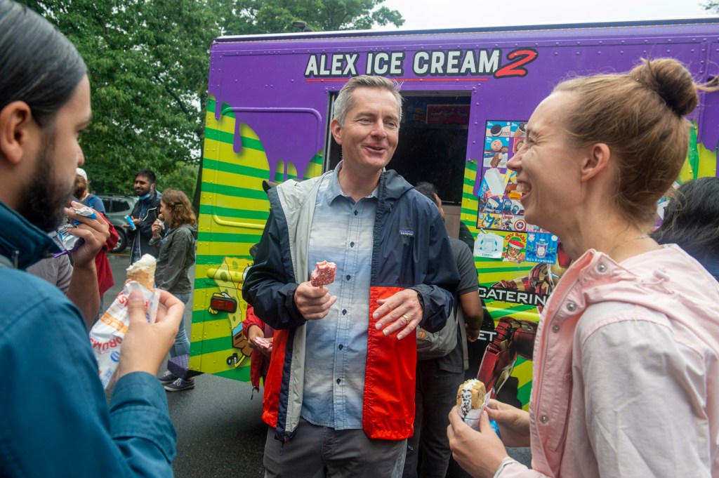 People eating ice cream.