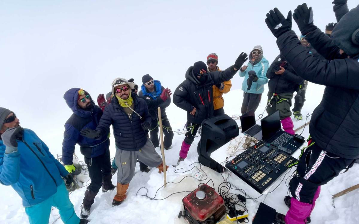 Dance party atop Minglik Sar in Pakistan.