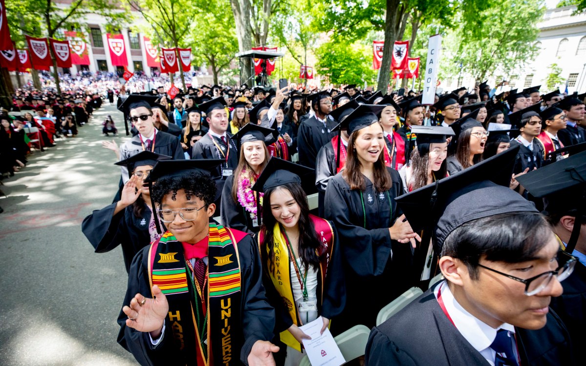 Harvard graduates celebrate Commencement 2022 in Tercentenary Theatre.