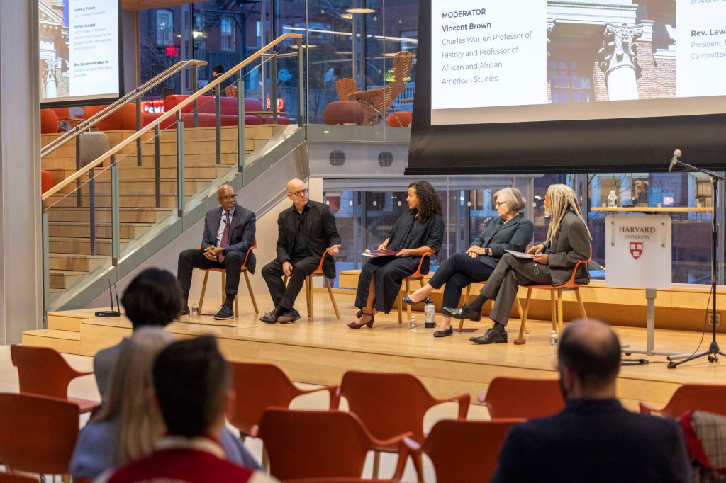 Panelists at the Harvard & the Legacy of Slavery Memorialization Committee event.