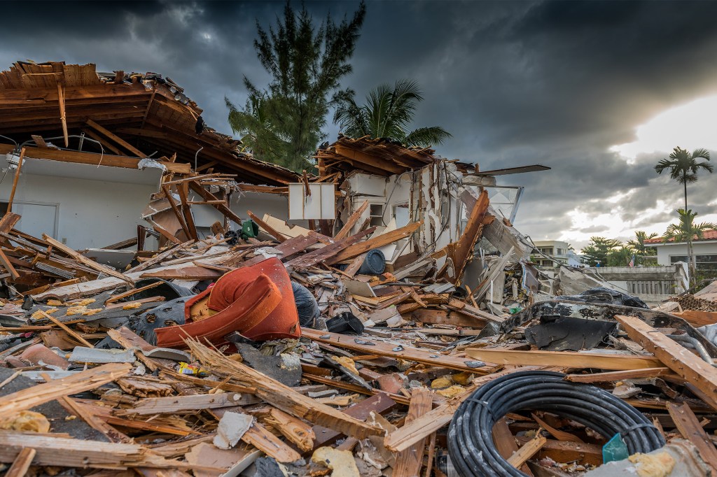 House destroyed by hurricane in Florida.