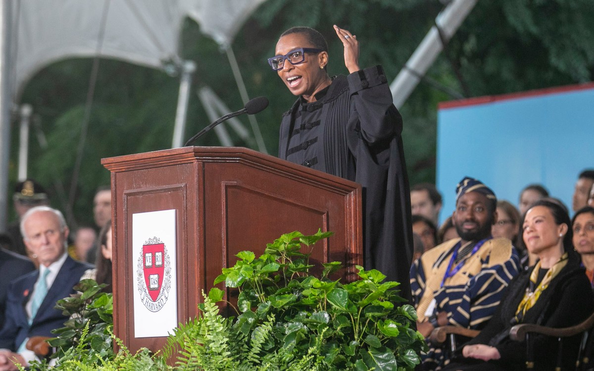 President Gay delivers her address.