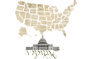 Collage of Constitution, states, Capitol.