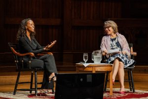 Sarah Lewis and Klara Jelinkova talking on stage