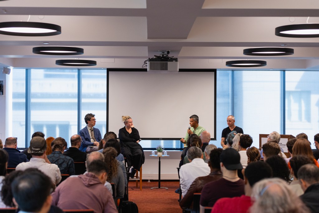 Jonathan Zittrain (from left), danah boyd, Deb Roy, and Gordon Pennycook.