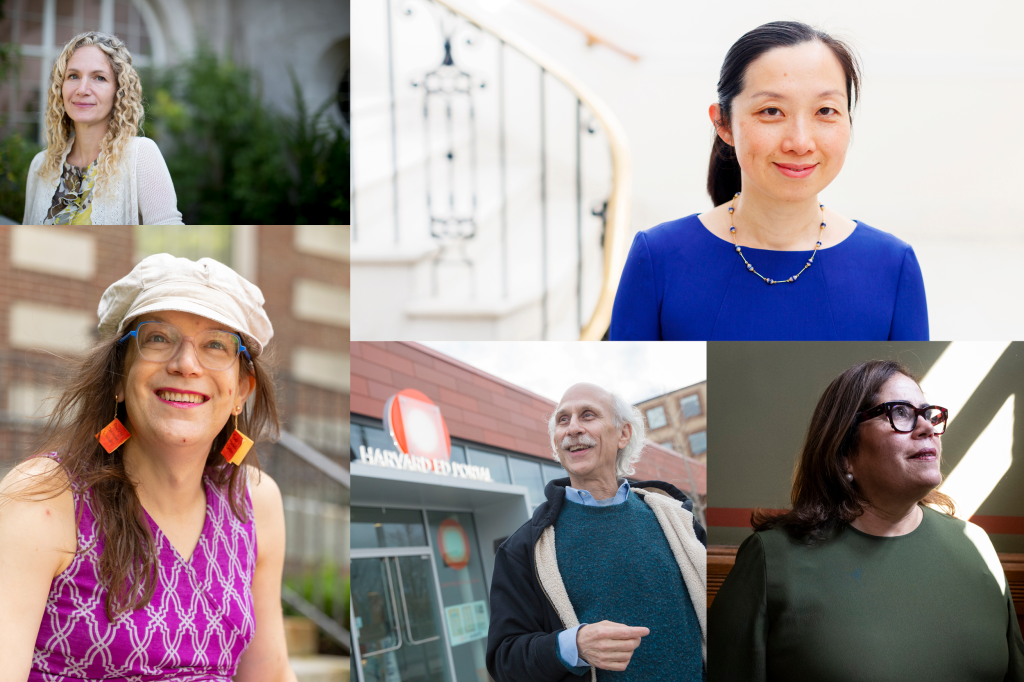 Collage of Harvard faculty members who offered advice to new students.