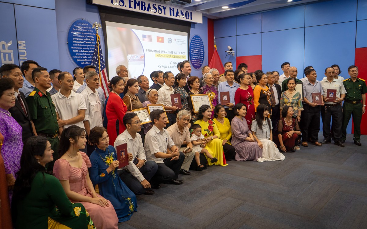 Personal effects of Vietnamese soldiers who went missing during the Vietnam War are returned to family members in a ceremony hosted by the U.S. Embassy in Hanoi.