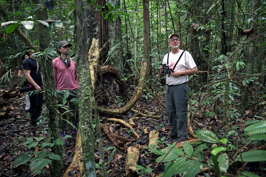 Mario Cohn-Haft, right, and Nicholas Arisco in the Amazon Rainforest. 