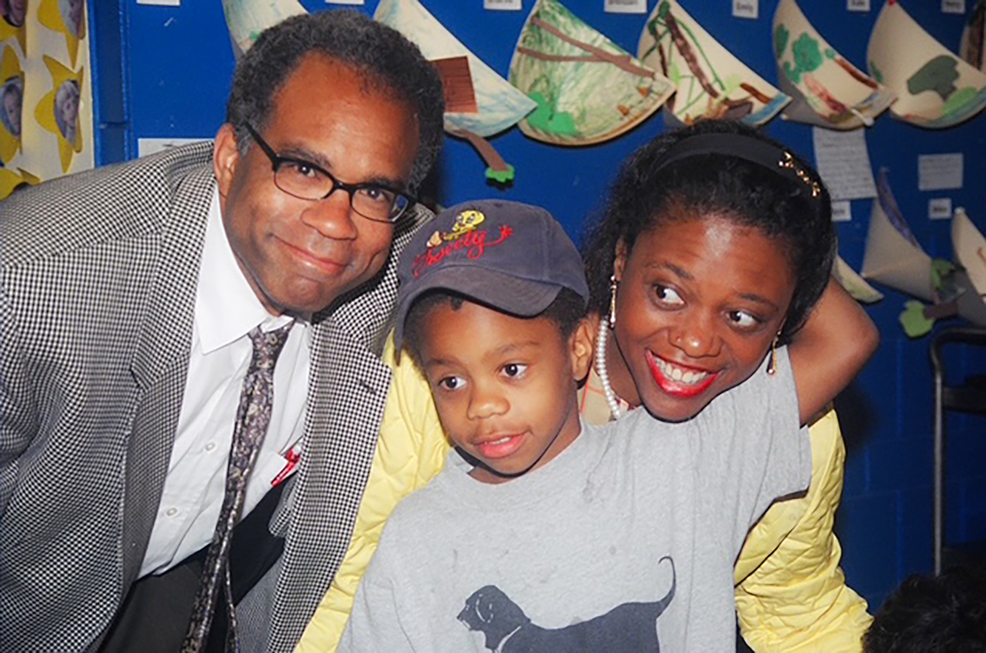 Randall Kennedy with oldest son Henry and wife Yvedt Matory.