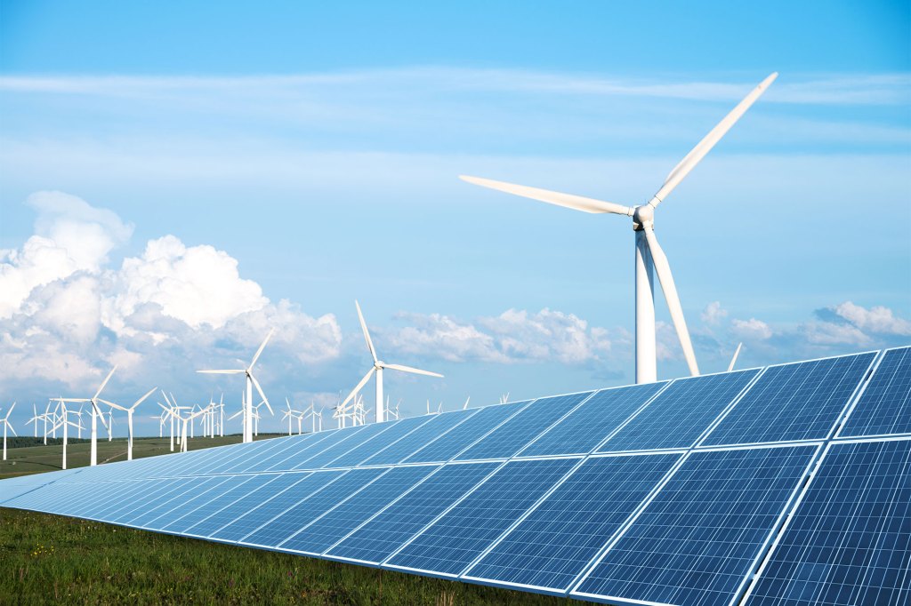 Solar panel with wind power station.