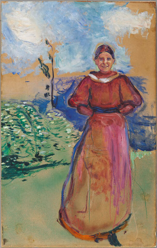 Munch's younger sister in red dress 