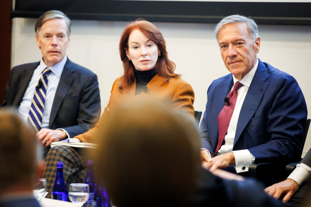 Mike Pompeo (far right) with Meghan O’Sullivan, and Nicholas Burns.
