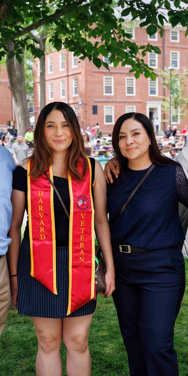 Ayleen Villarreal with family in Harvard Yard.