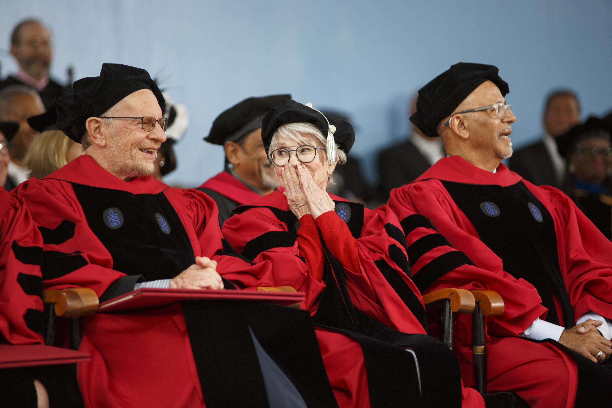 Rita Moreno (center) smiles at Richard B. Alley.