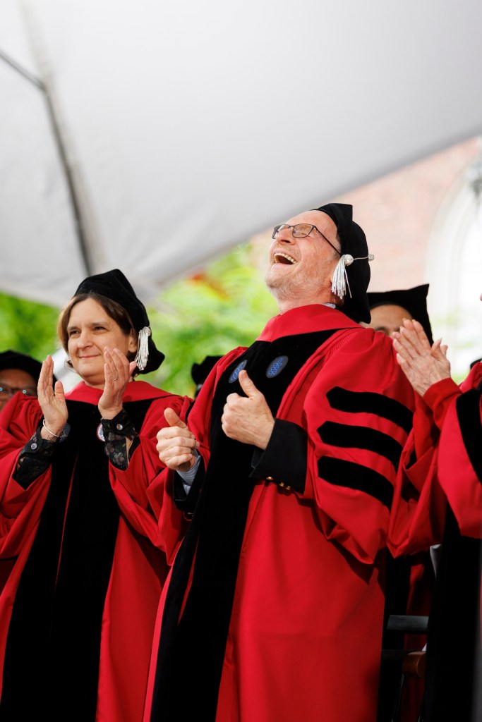 Richard B. Alley gives a thumbs up during the ceremony.
