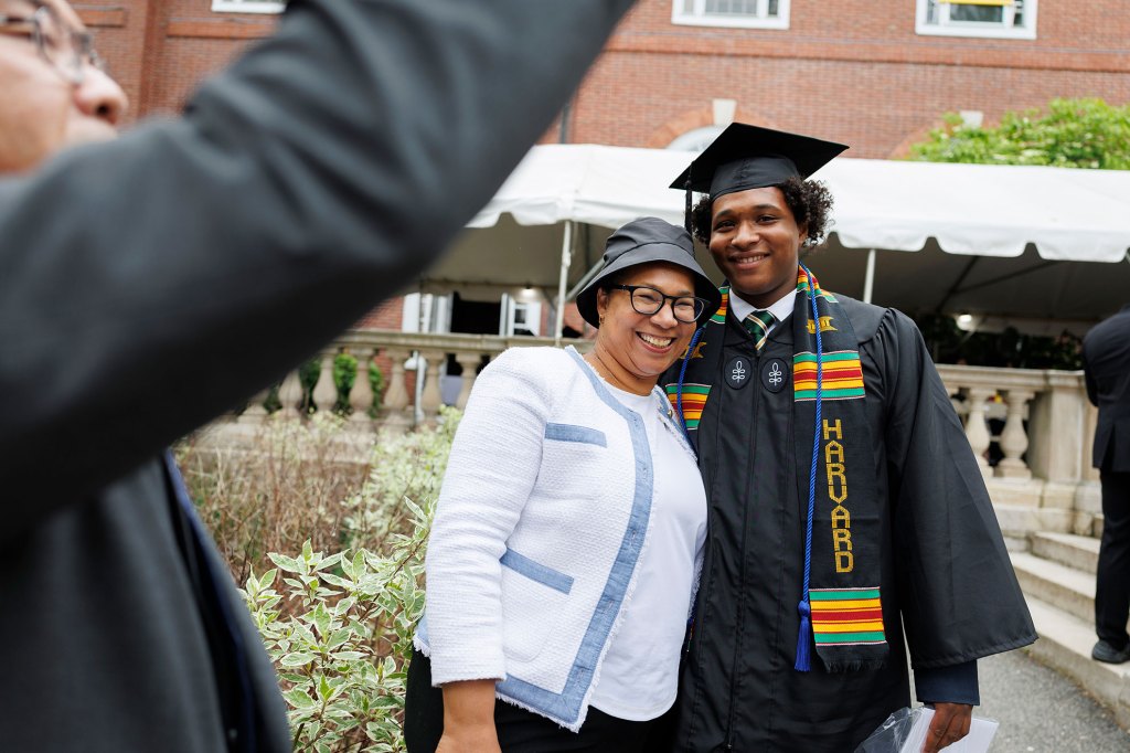 Jean-Marie Alves-Bradford, M.D. ’92 (left) and her son Malik Aaron Bradford III.
