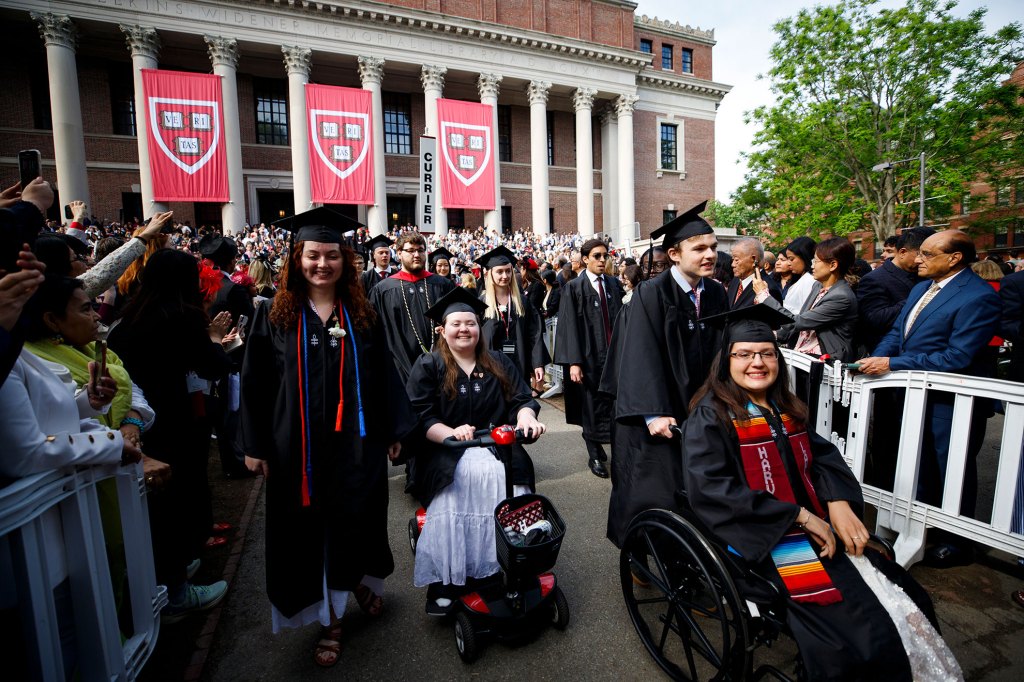 Students  entering Tercentenary Theatre. 