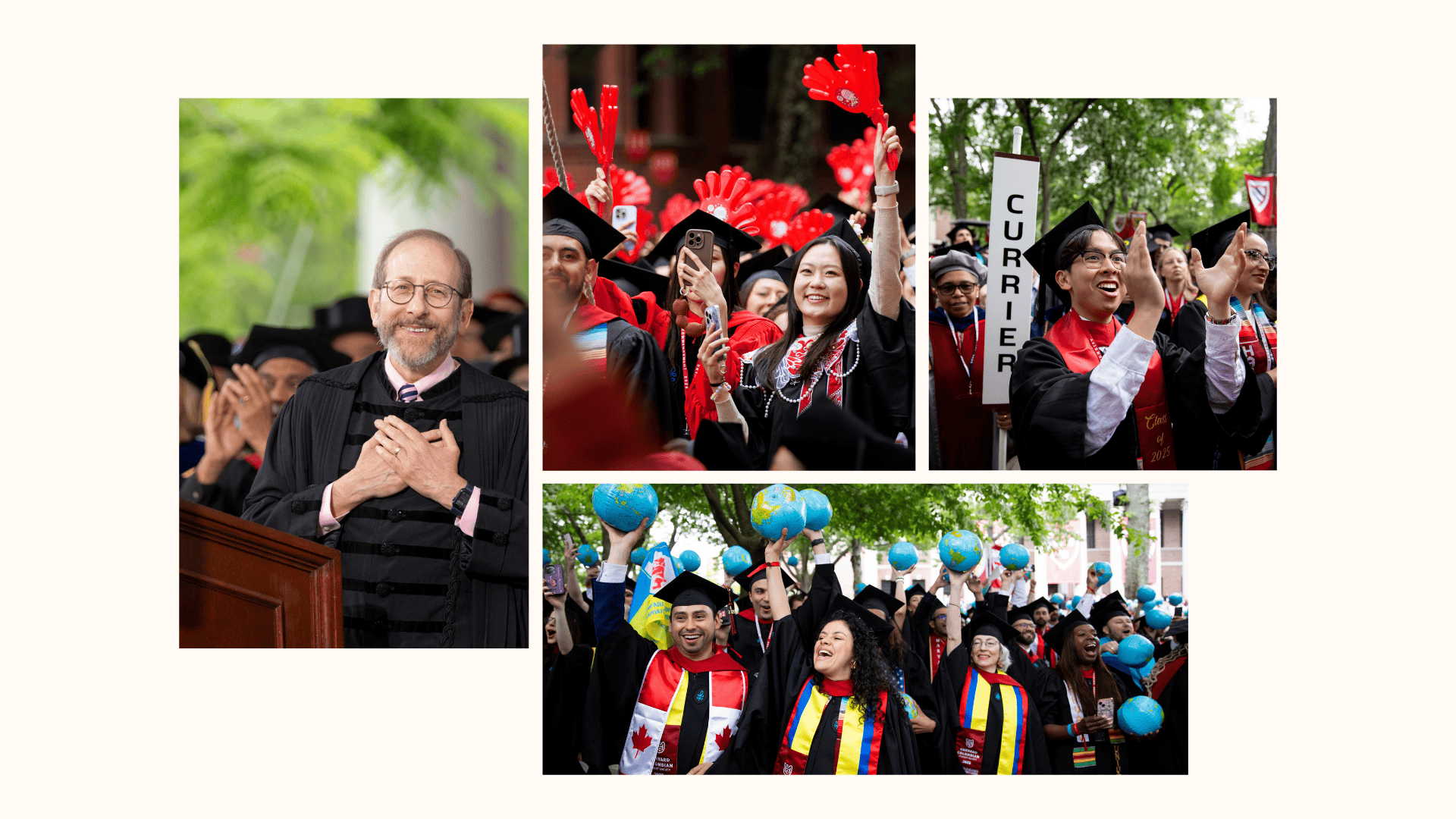 A collage of photos from Harvard's Commencement ceremony.