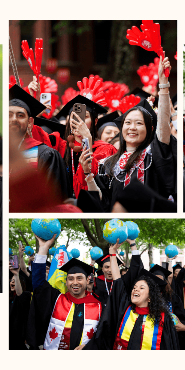 A collage of photos from Harvard's Commencement ceremony.
