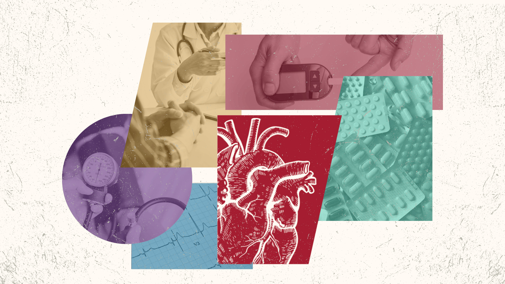 Collage of heart health concepts.