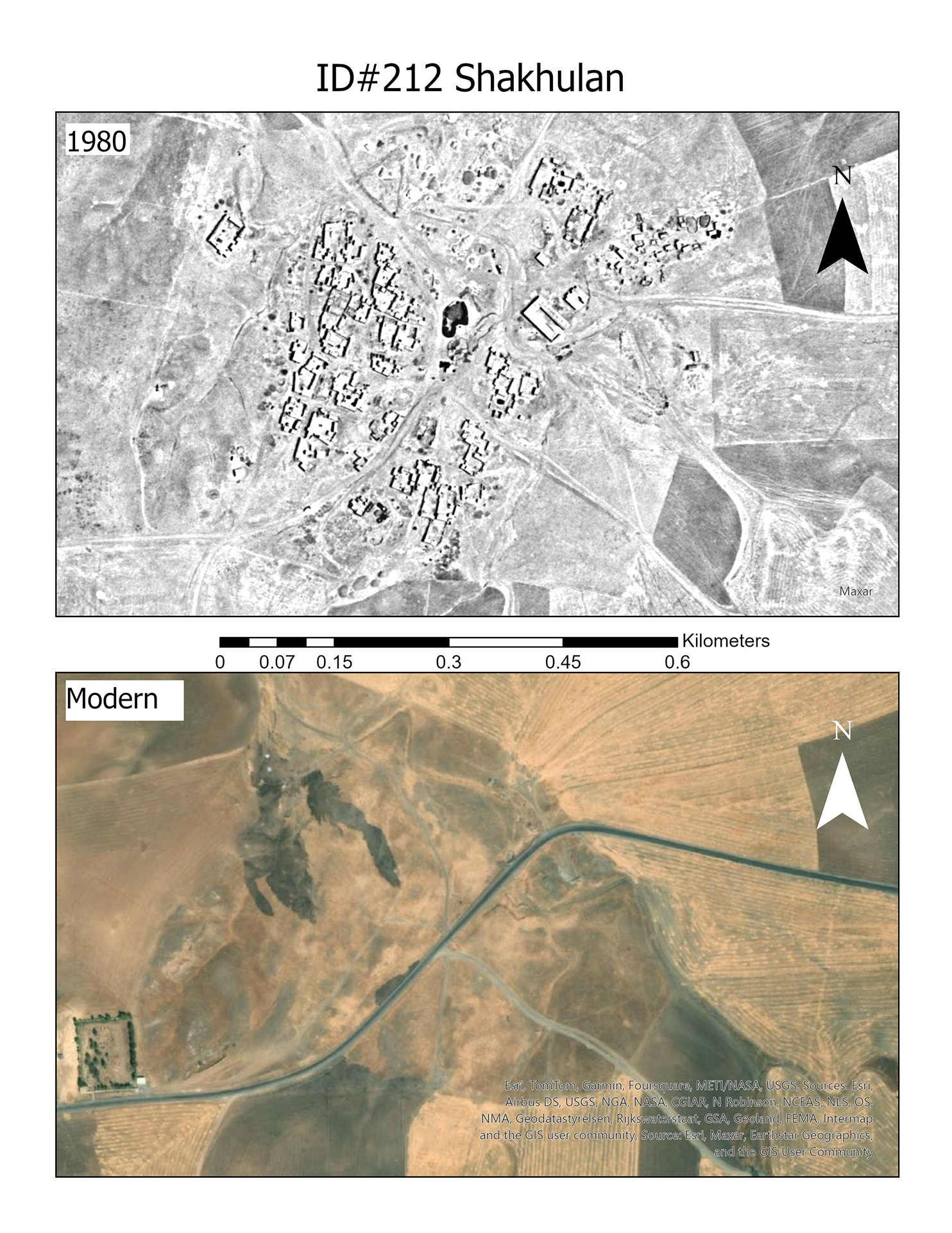 Satellite images from the Kurdistan Region of Iraq from 1980 and 2013, provided by Shane Rice.